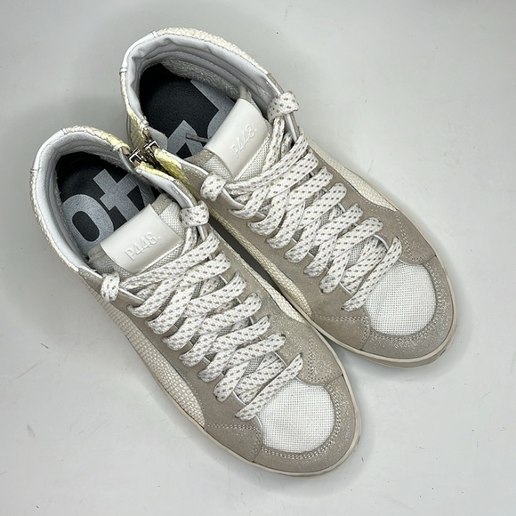 P448 High Top White Patent Embossed Snake Leather Sneakers Women’s size 10 - Picture 10 of 16
